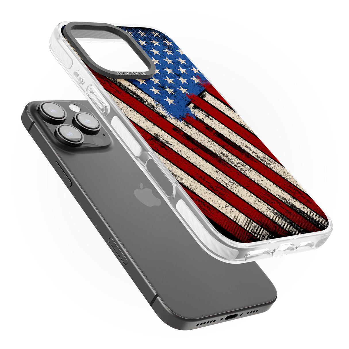 iPhone 16 Pro Max Distressed US Flag Black Impact Phone Case