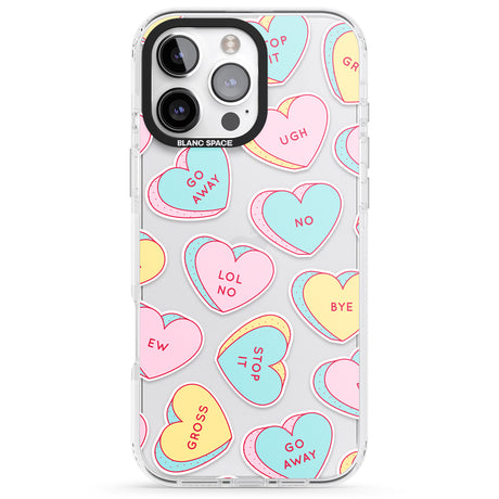 iPhone 16 Pro Max Sarcastic Love Hearts Black Impact Phone Case