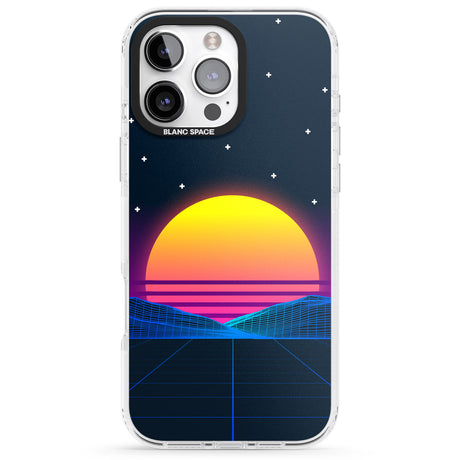 iPhone 16 Pro Max Retro Sunset Vaporwave Black Impact Phone Case