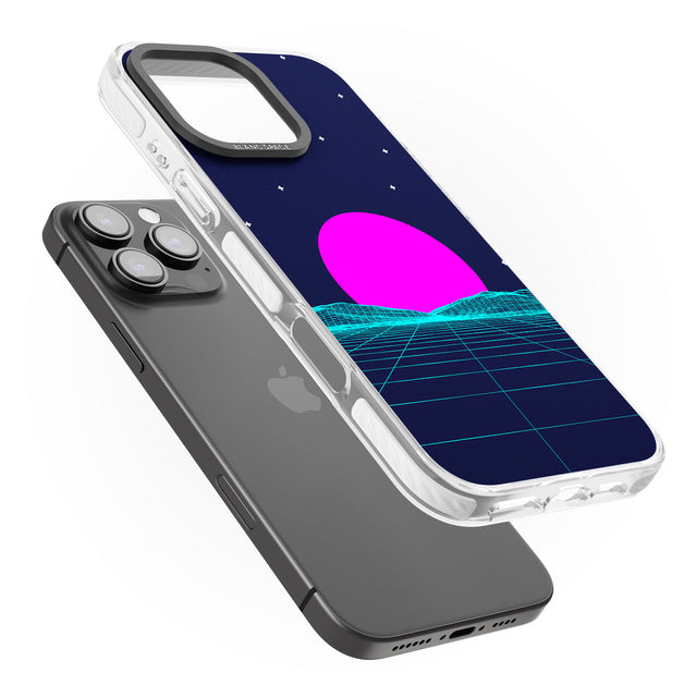 iPhone 16 Pro Max Miami Sunset Vaporwave Black Impact Phone Case