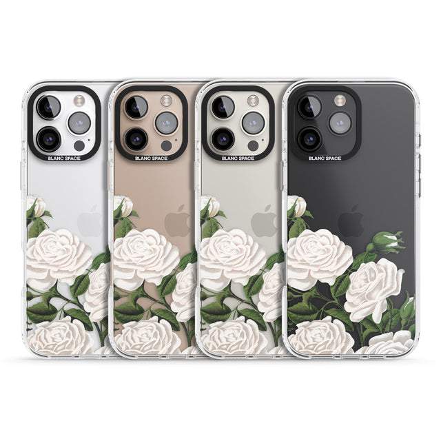 iPhone 16 Pro Max White Vintage Painted Flowers Clear Impact Phone Case + Magsafe