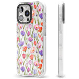 iPhone 16 Pro Max Red, Pink & Purple Flowers Black Impact Phone Case + Magsafe