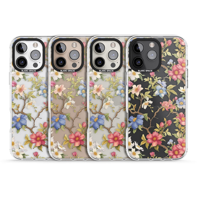 iPhone 16 Pro Max Vintage Vines & Flowers Clear Impact Phone Case + Magsafe