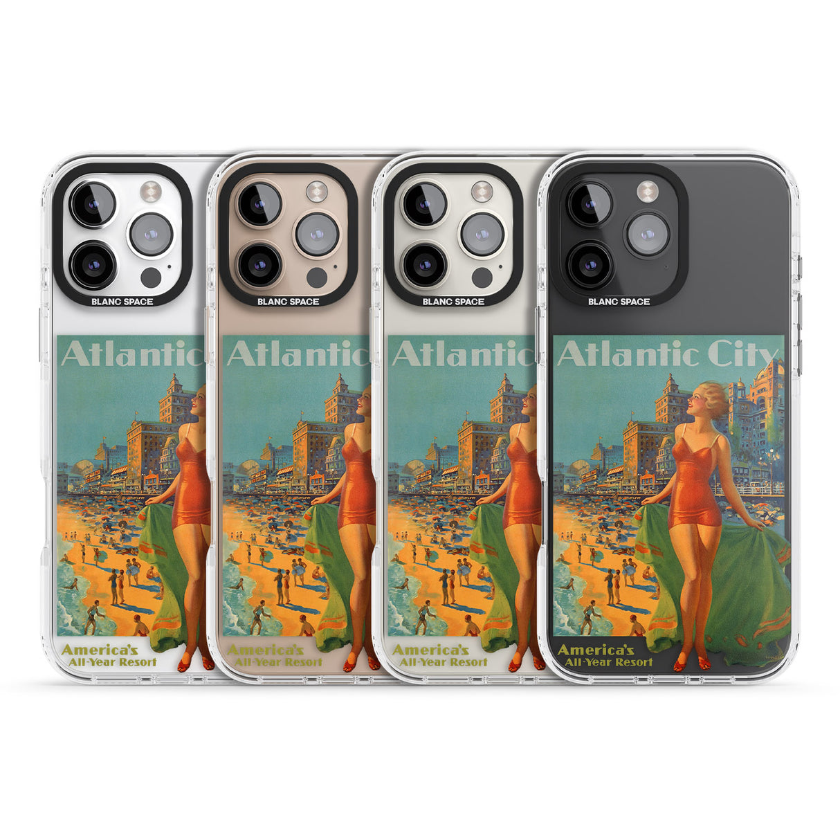 iPhone 16 Pro Max Atlantic City Vacation Poster Black Impact Phone Case