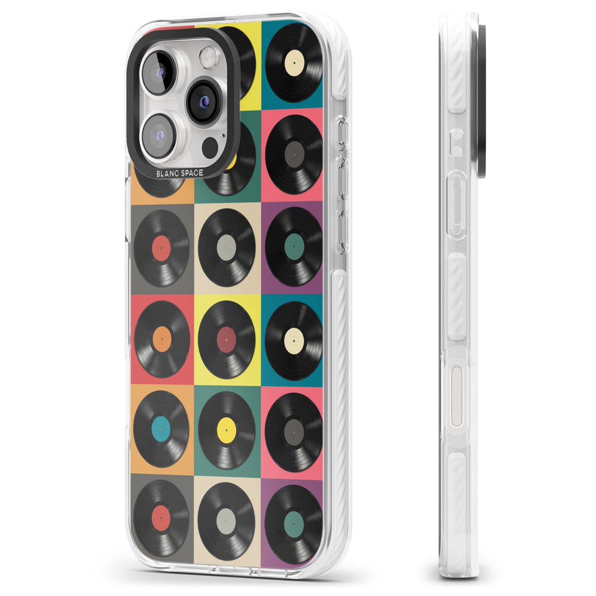 iPhone 16 Pro Max Vinyl Record Pattern Black Impact Phone Case