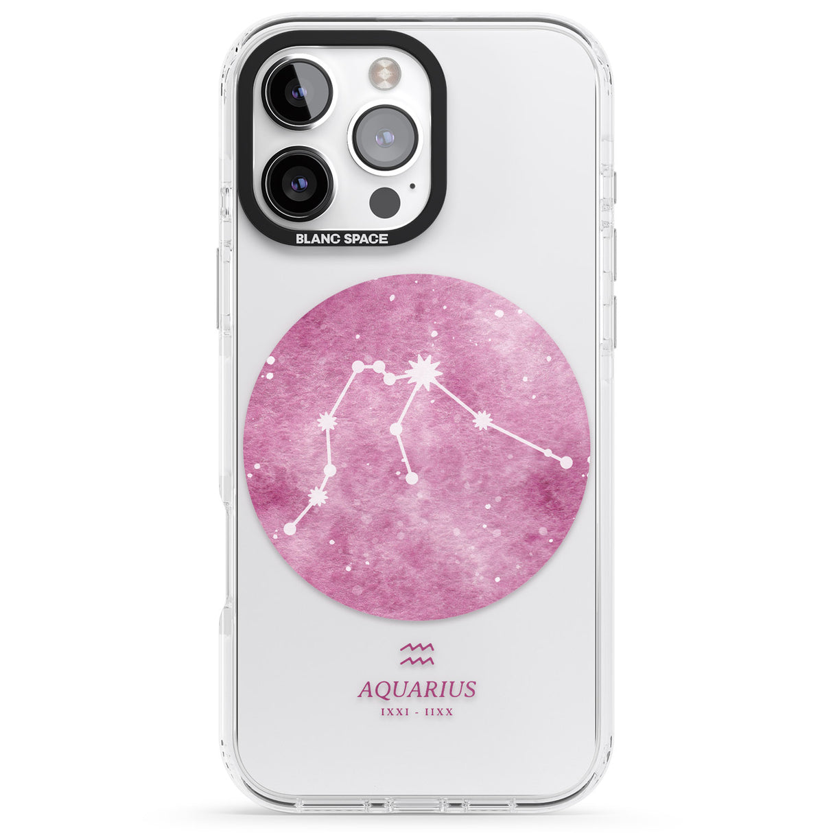 iPhone 16 Pro Max Aquarius Zodiac Transparent Design - Pink Black Impact Phone Case