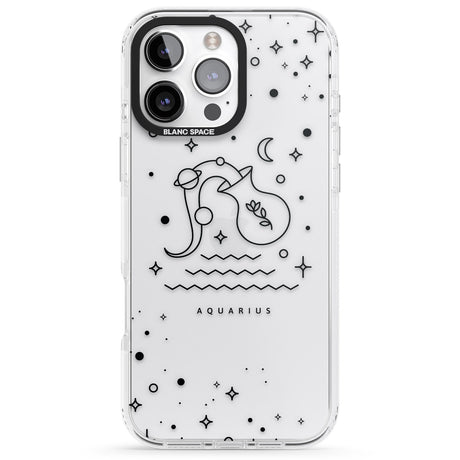 iPhone 16 Pro Max Aquarius Emblem - Transparent Design Black Impact Phone Case