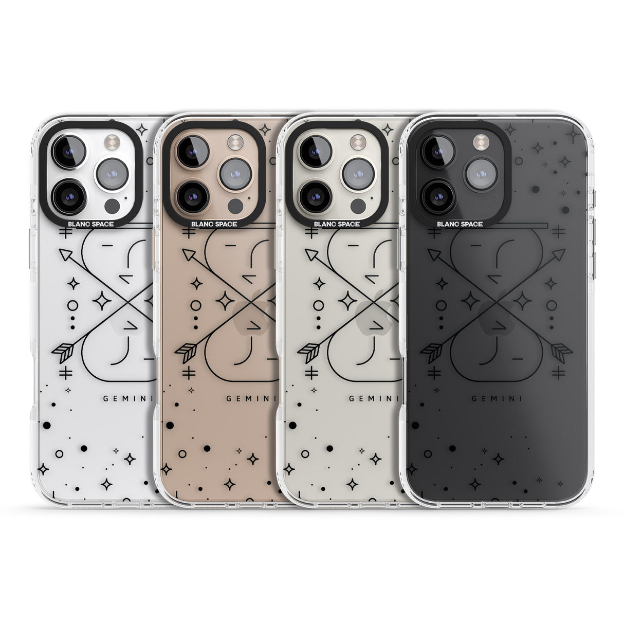 iPhone 16 Pro Max Gemini Emblem - Transparent Design Black Impact Phone Case