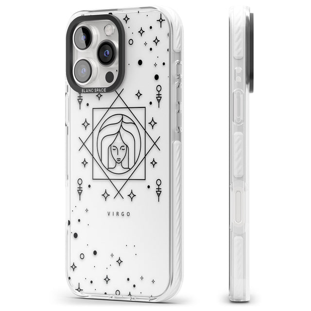 iPhone 16 Pro Max Virgo Emblem - Transparent Design Black Impact Phone Case