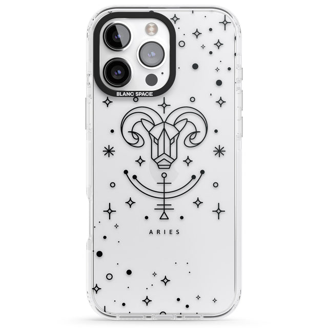 iPhone 16 Pro Max Aries Emblem - Transparent Design Black Impact Phone Case