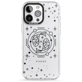 iPhone 16 Pro Max Pisces Emblem - Transparent Design Black Impact Phone Case