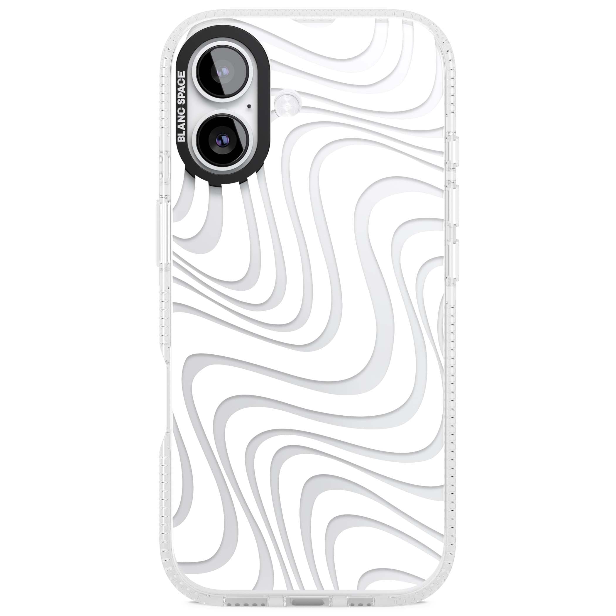 White Abstract Waves abstract iPhone case featuring flowing grey wave pattern on clear background | Clear Case Impact Air case for iPhone 17