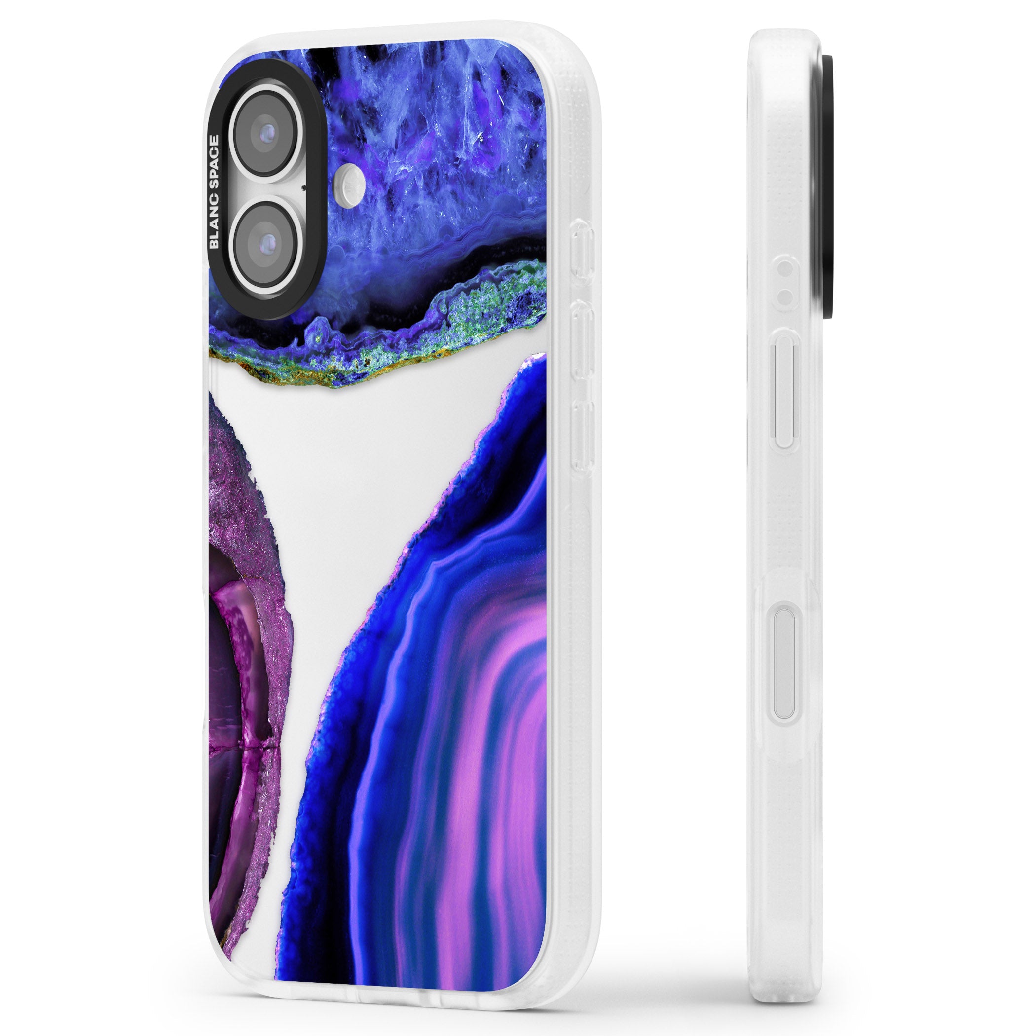 Violet Agate Slice iPhone 17 Impact Air Clear Phone Case Side Profile