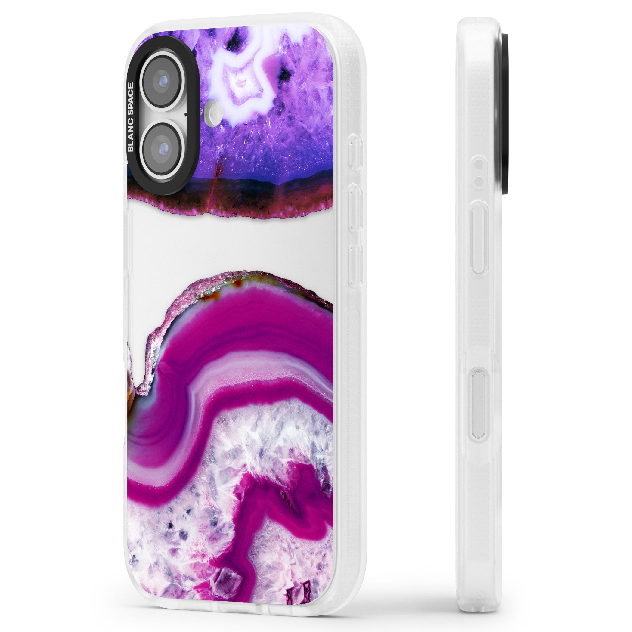 Amethyst Crystal Slice iPhone 17 Impact Air Clear Phone Case Side Profile