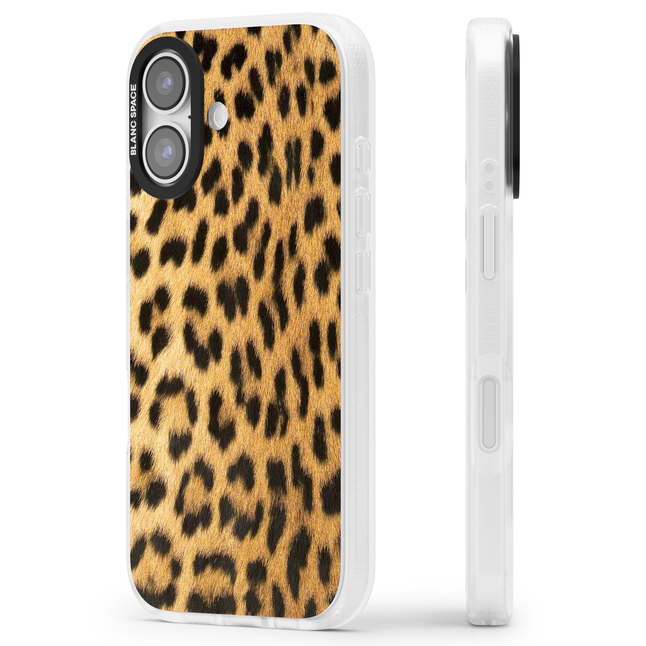 Designer Fashion Gold Leopard Print iPhone 17 Impact Air Clear Phone Case Side Profile