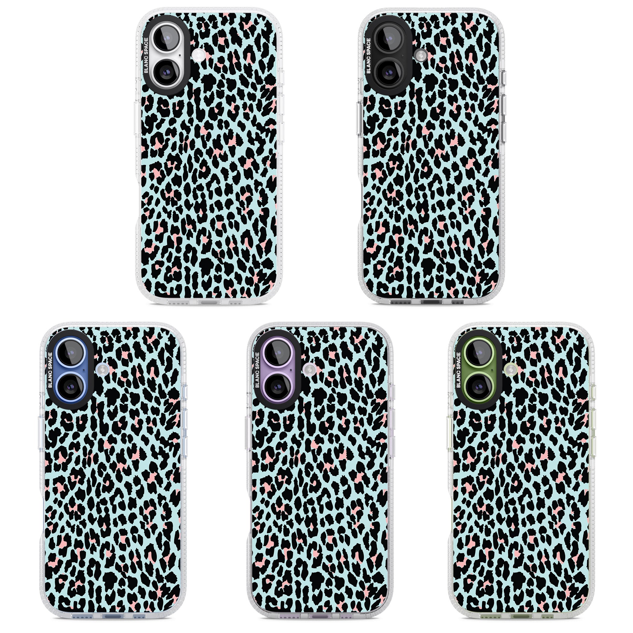Pastel Blue & Pink Leopard Print iPhone 17 Impact Air Clear Phone Case APT Impact Protection