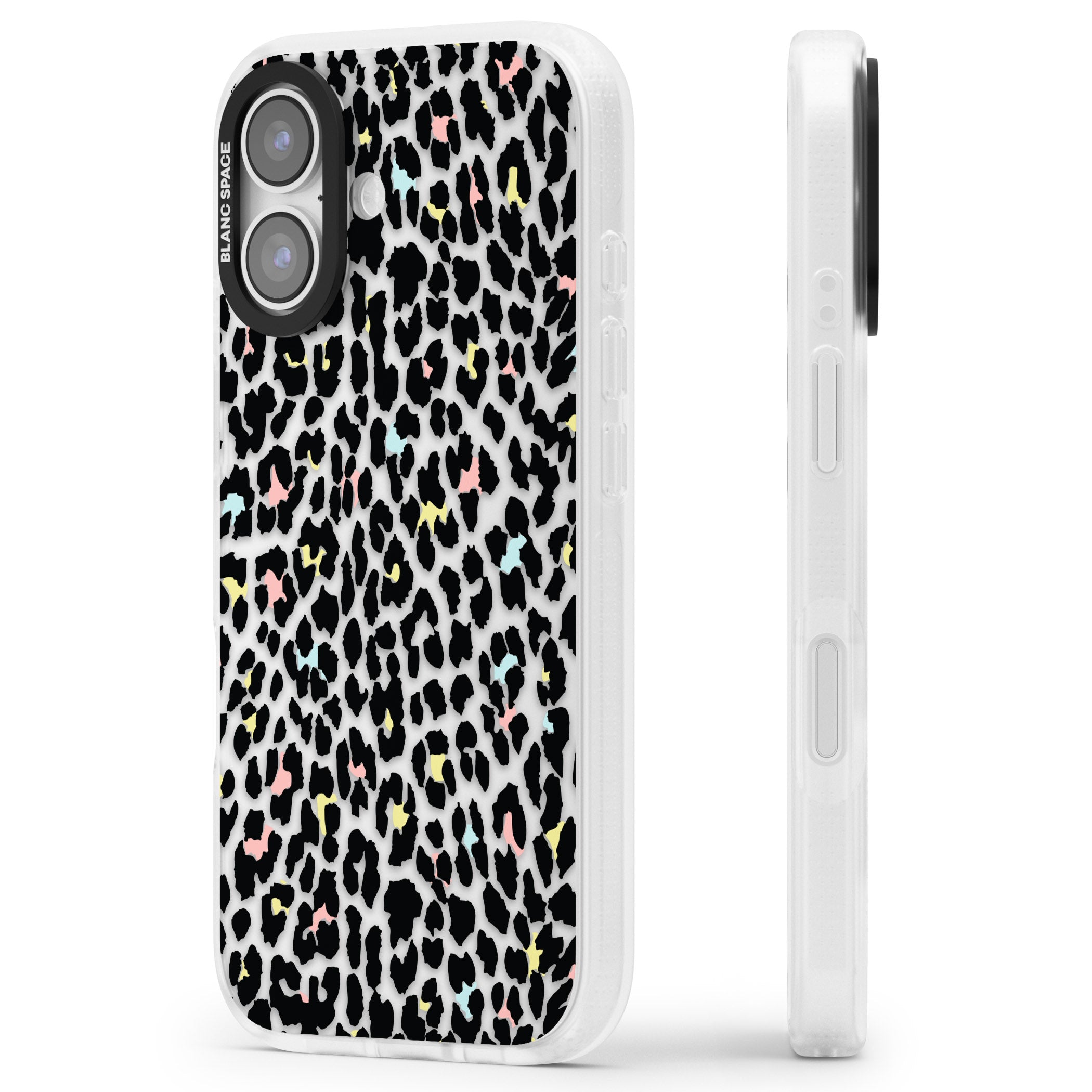 Pastel Leopard Print iPhone 17 Impact Air Clear Phone Case Side Profile