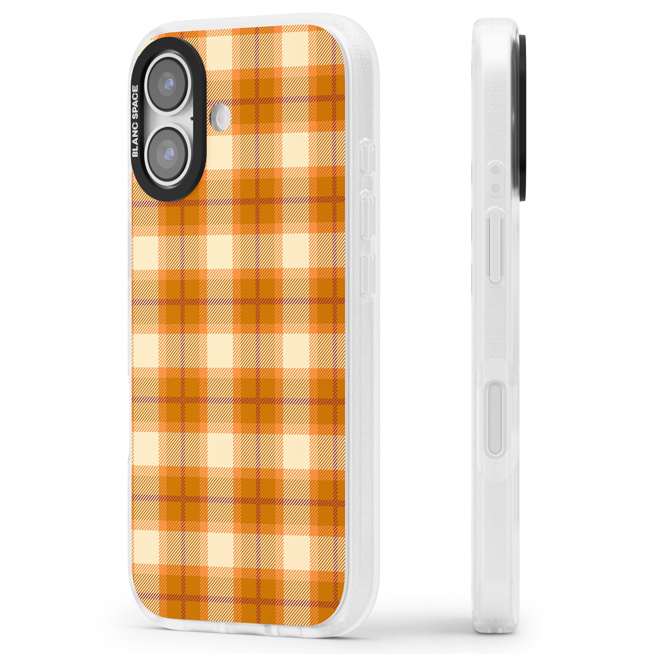 Pumpkin Plaid iPhone 17 Impact Air Clear Phone Case Side Profile