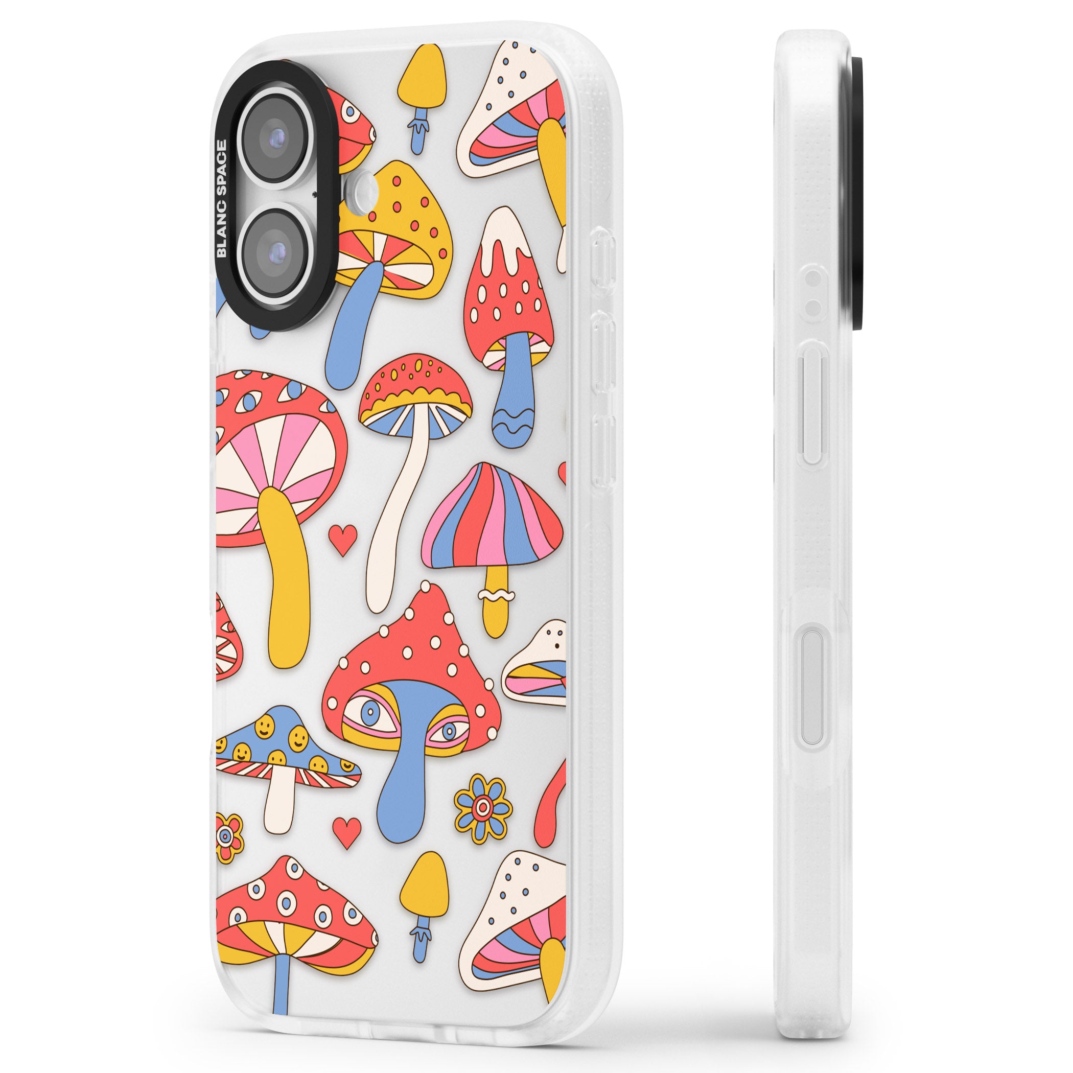Vibrant Shrooms iPhone 17 Impact Air Clear Phone Case Side Profile