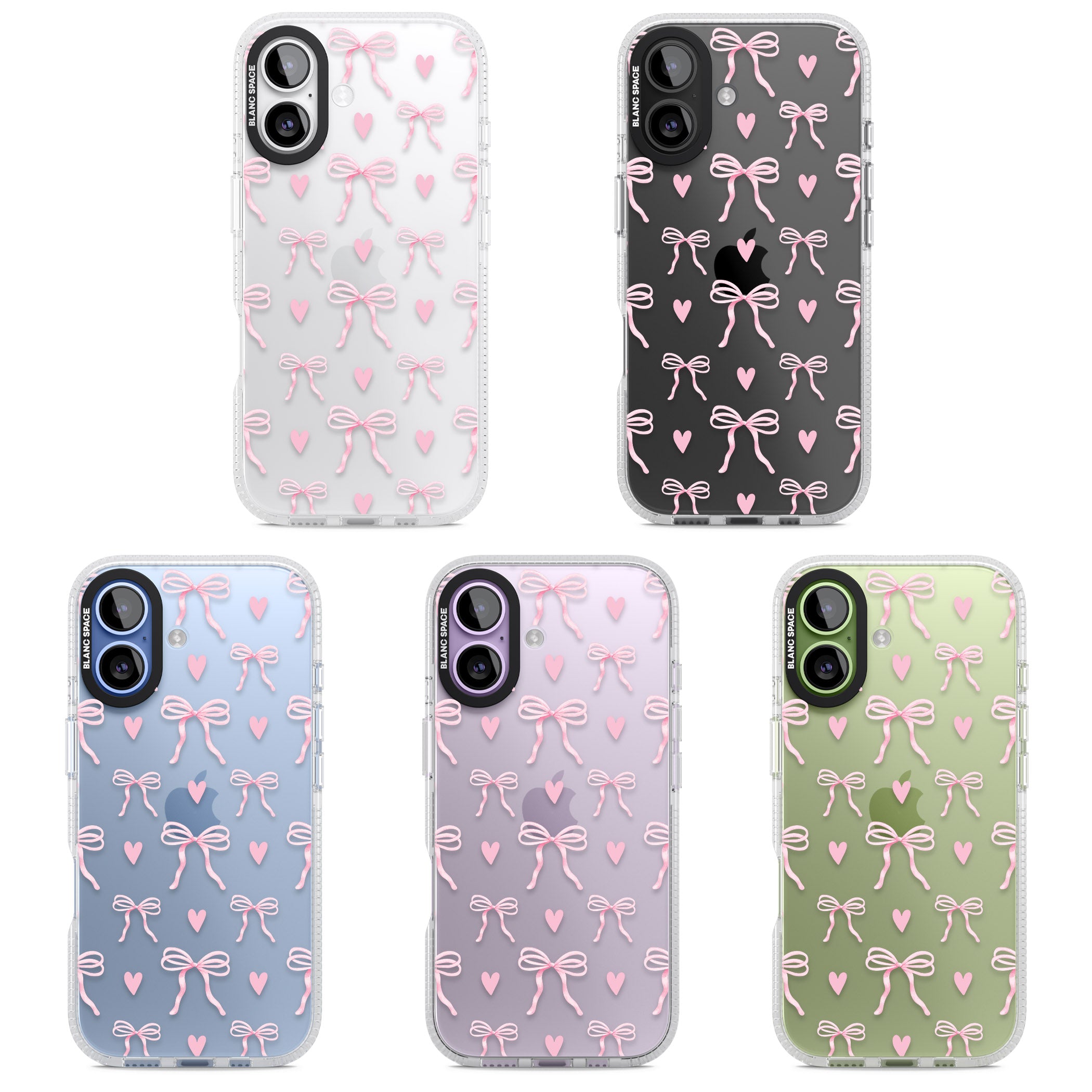 Pink Bows & Hearts iPhone 17 Impact Air Clear Phone Case APT Impact Protection