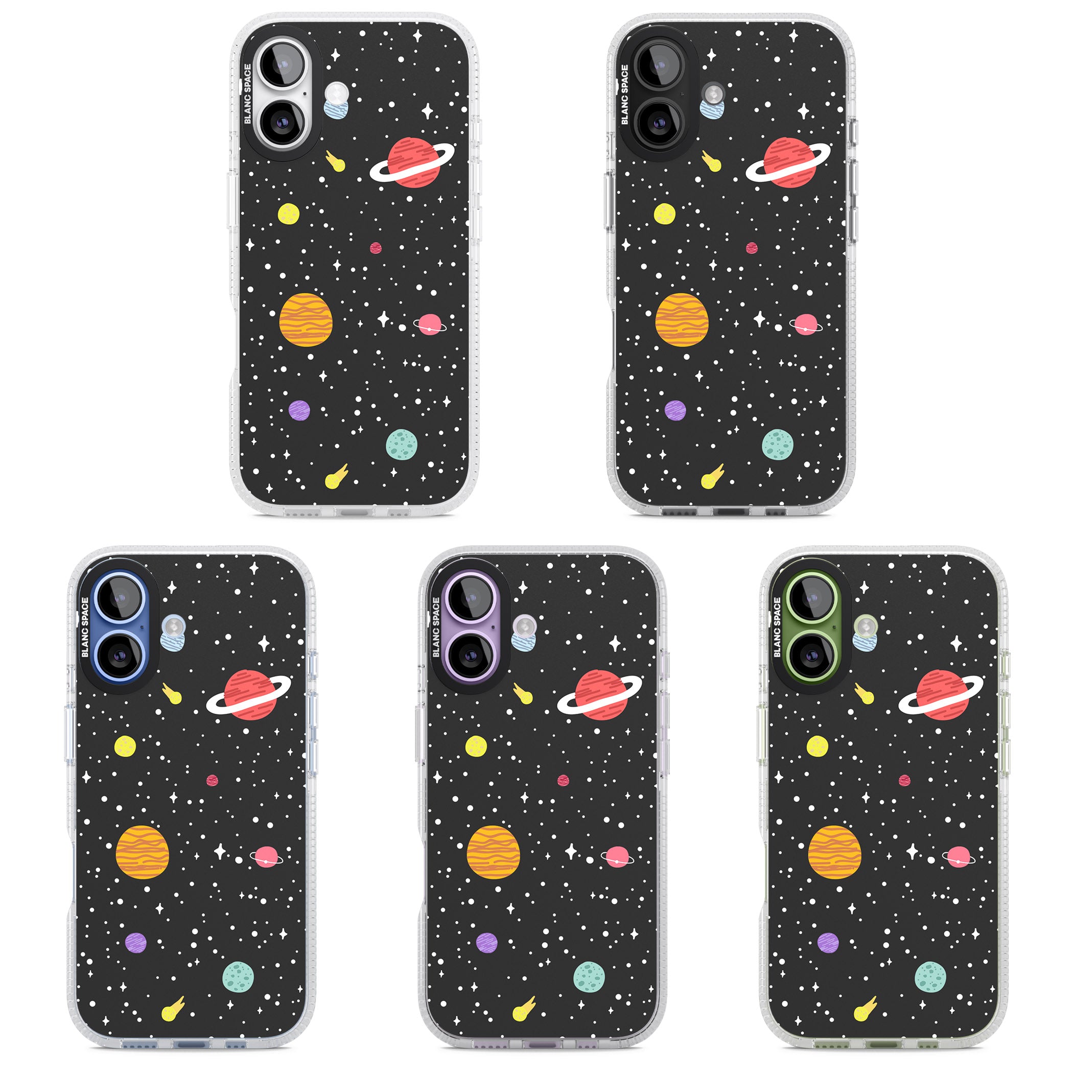 Cute Cartoon Planets iPhone 17 Impact Air Clear Phone Case APT Impact Protection