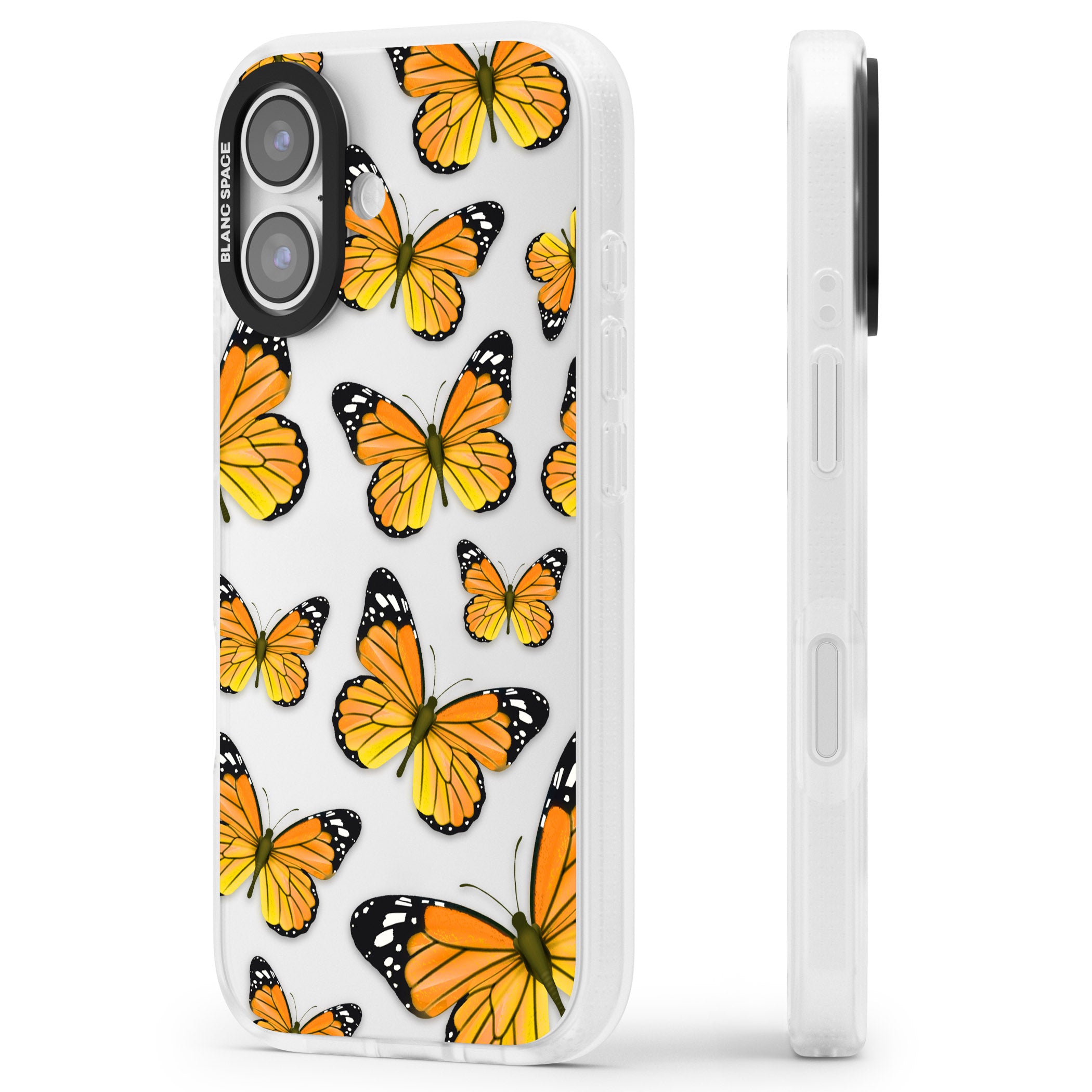 Sun Yellow Butterflies iPhone 17 Impact Air Clear Phone Case Side Profile