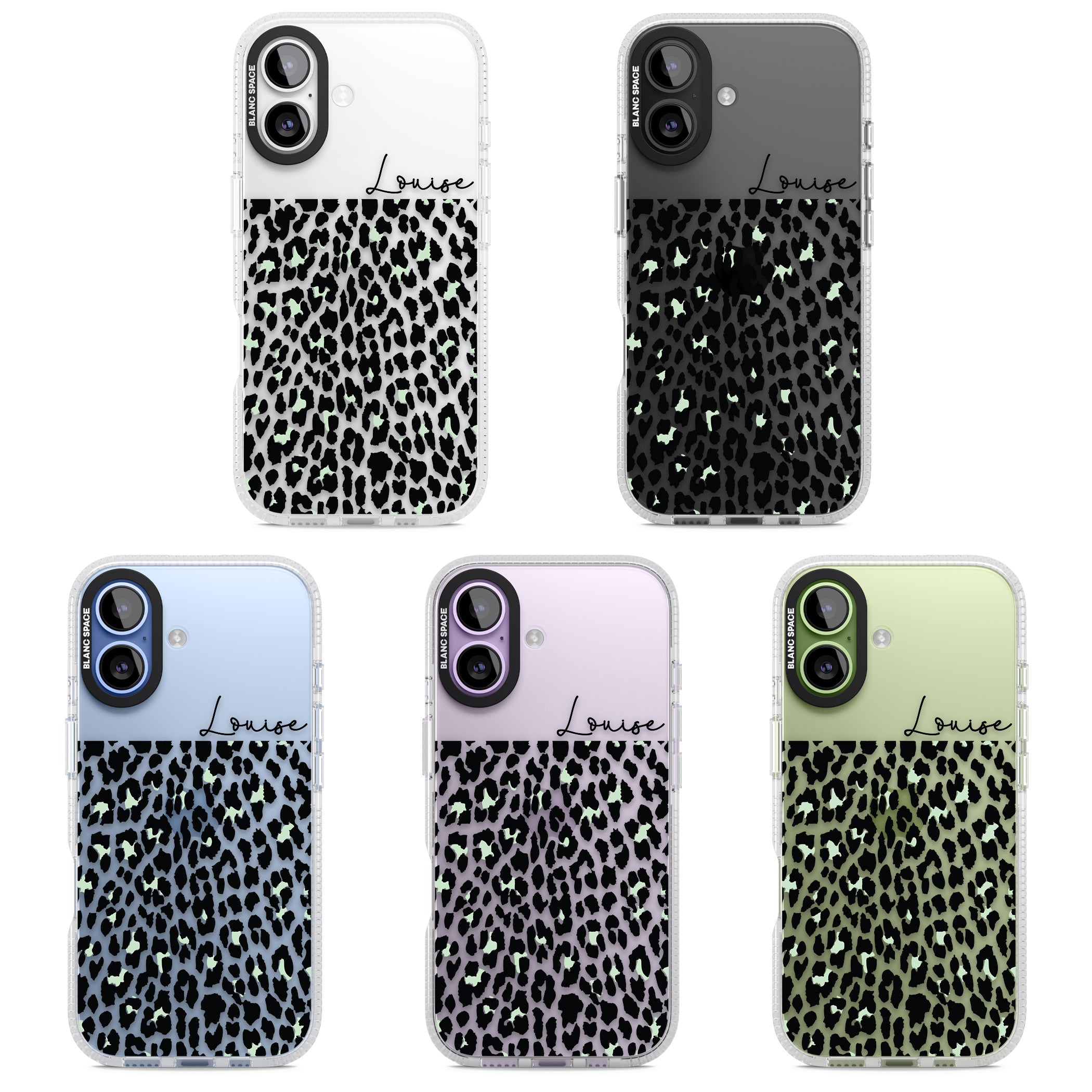 Personalised Seafoam Leopard iPhone 17 Impact Air Clear Phone Case APT Impact Protection