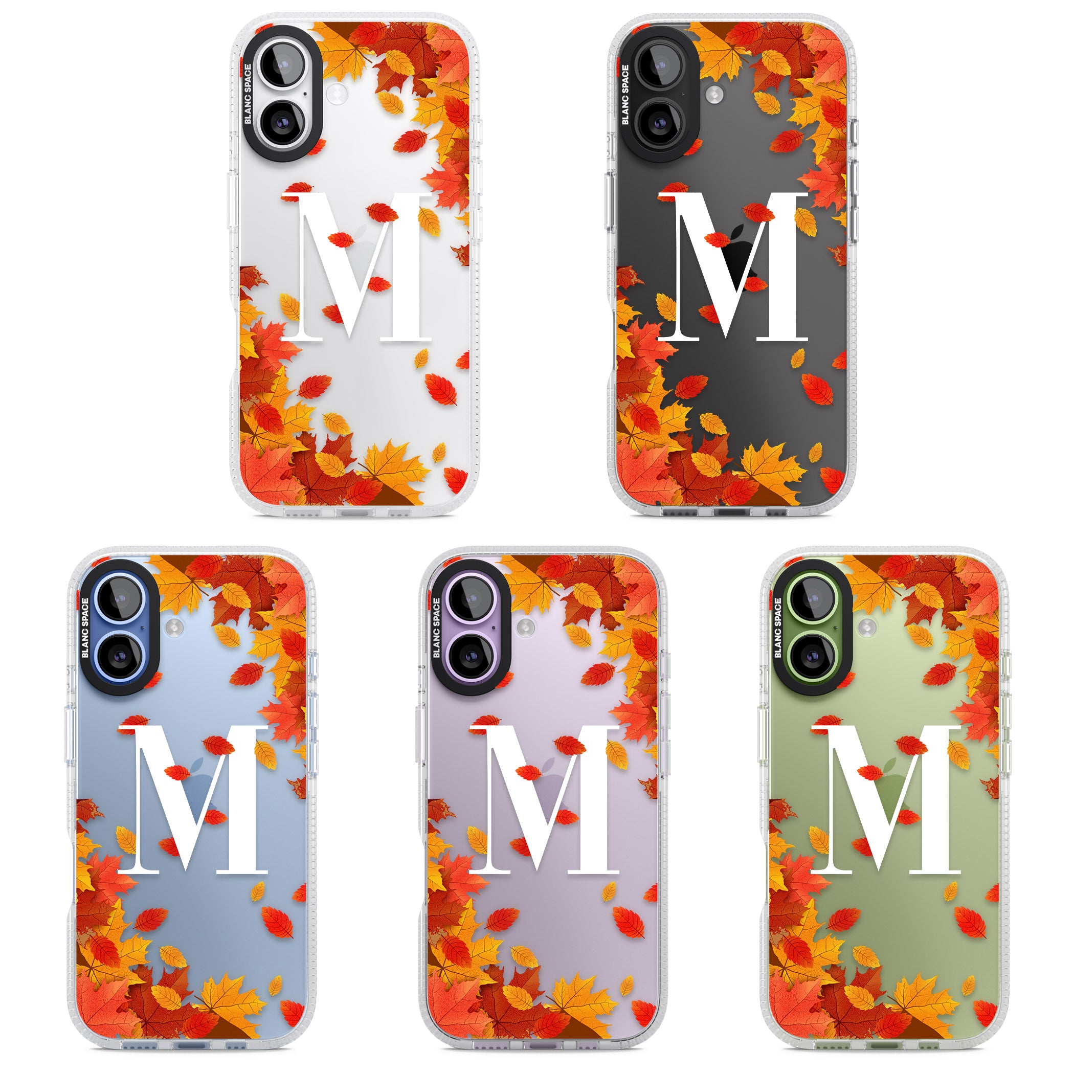 Personalised Autumn Leaves Monogram iPhone 17 Impact Air Clear Phone Case APT Impact Protection