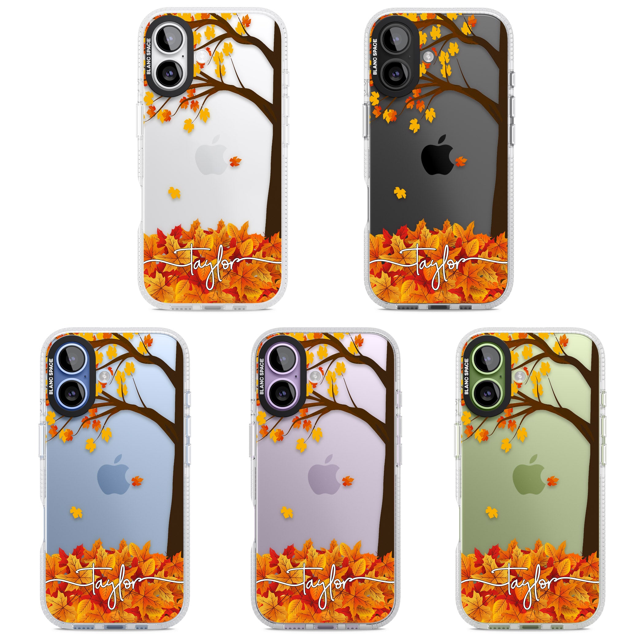 Personalised Autumn Leaves iPhone 17 Impact Air Clear Phone Case APT Impact Protection