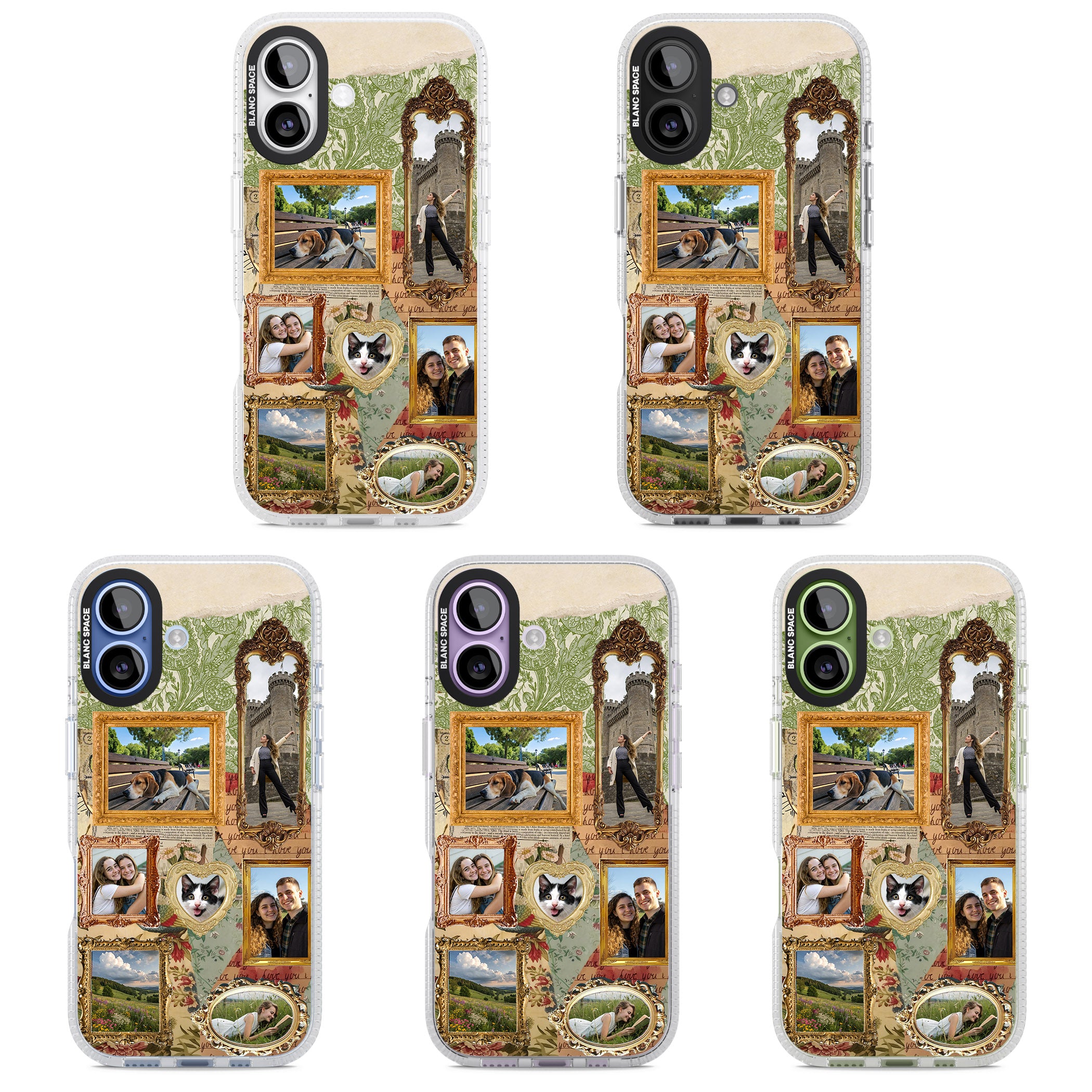 Personalised Vintage Frame Collage iPhone 17 Impact Air Clear Phone Case APT Impact Protection