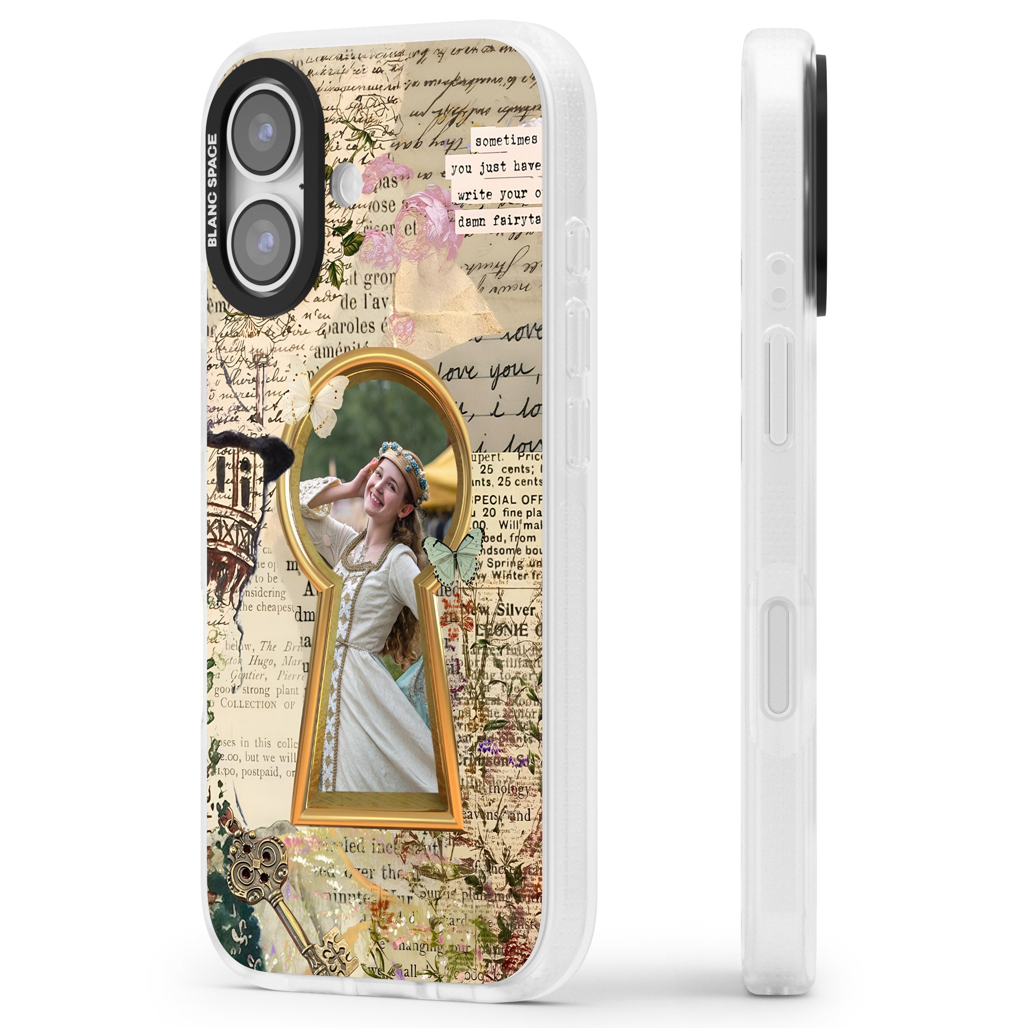 Personalised Bookpage Keyhole Frame iPhone 17 Impact Air Clear Phone Case Side Profile