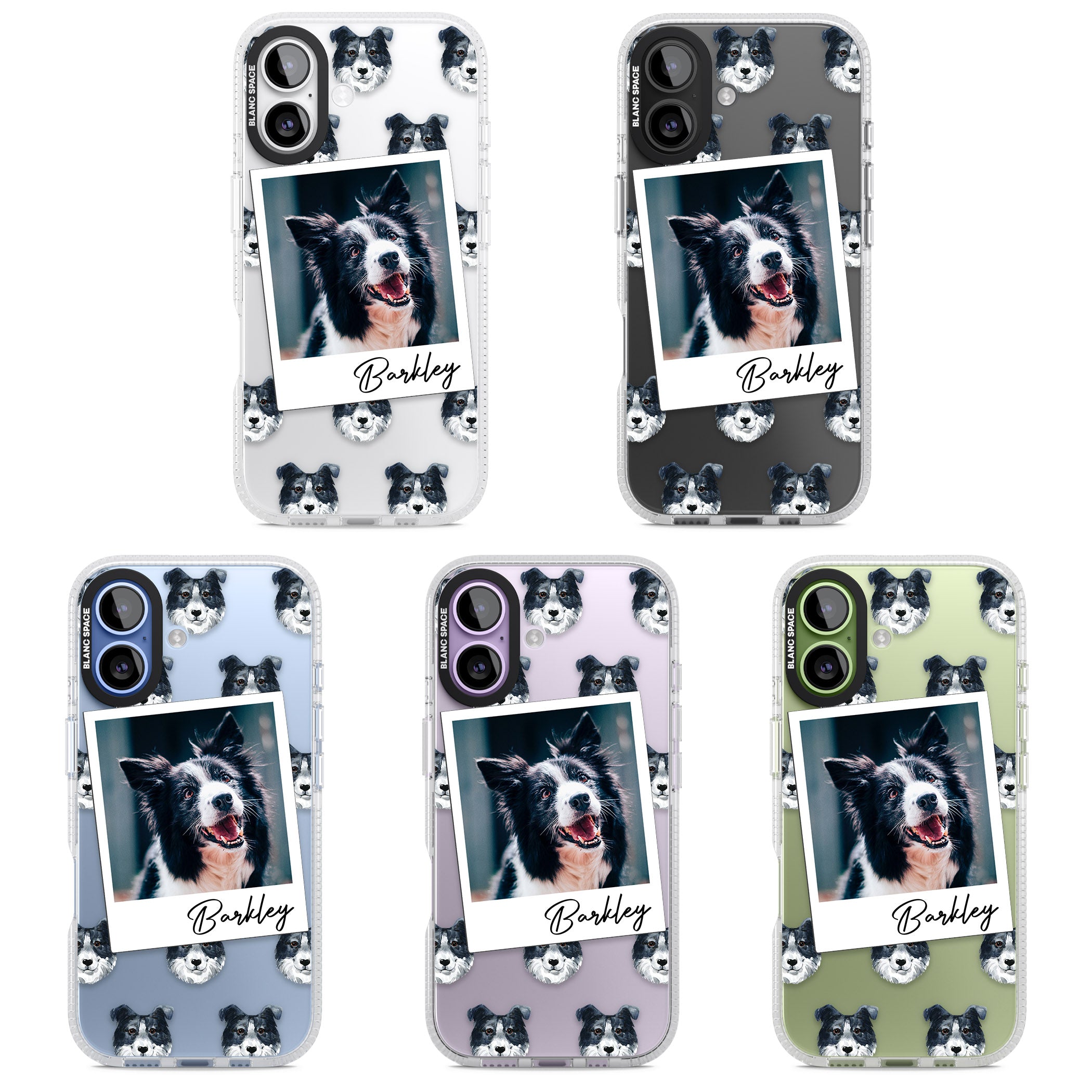 Personalised Border Collie Instant Camera Photo iPhone 17 Impact Air Clear Phone Case APT Impact Protection