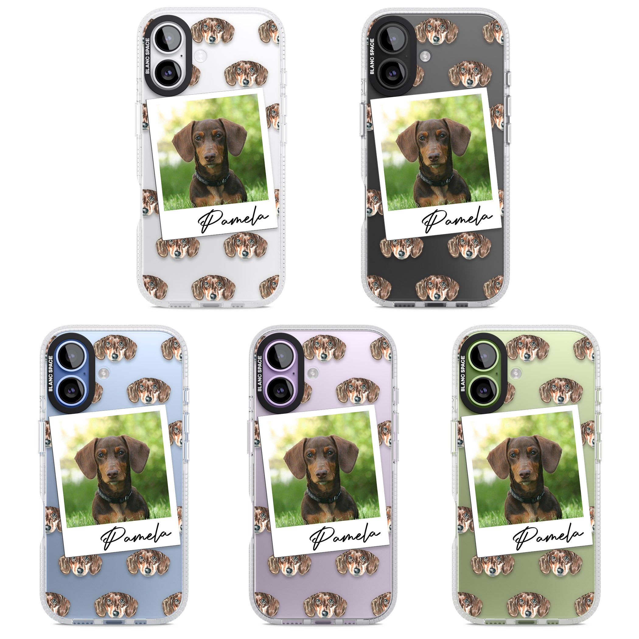 Personalised Brown Dachshund Instant Camera Photo iPhone 17 Impact Air Clear Phone Case APT Impact Protection