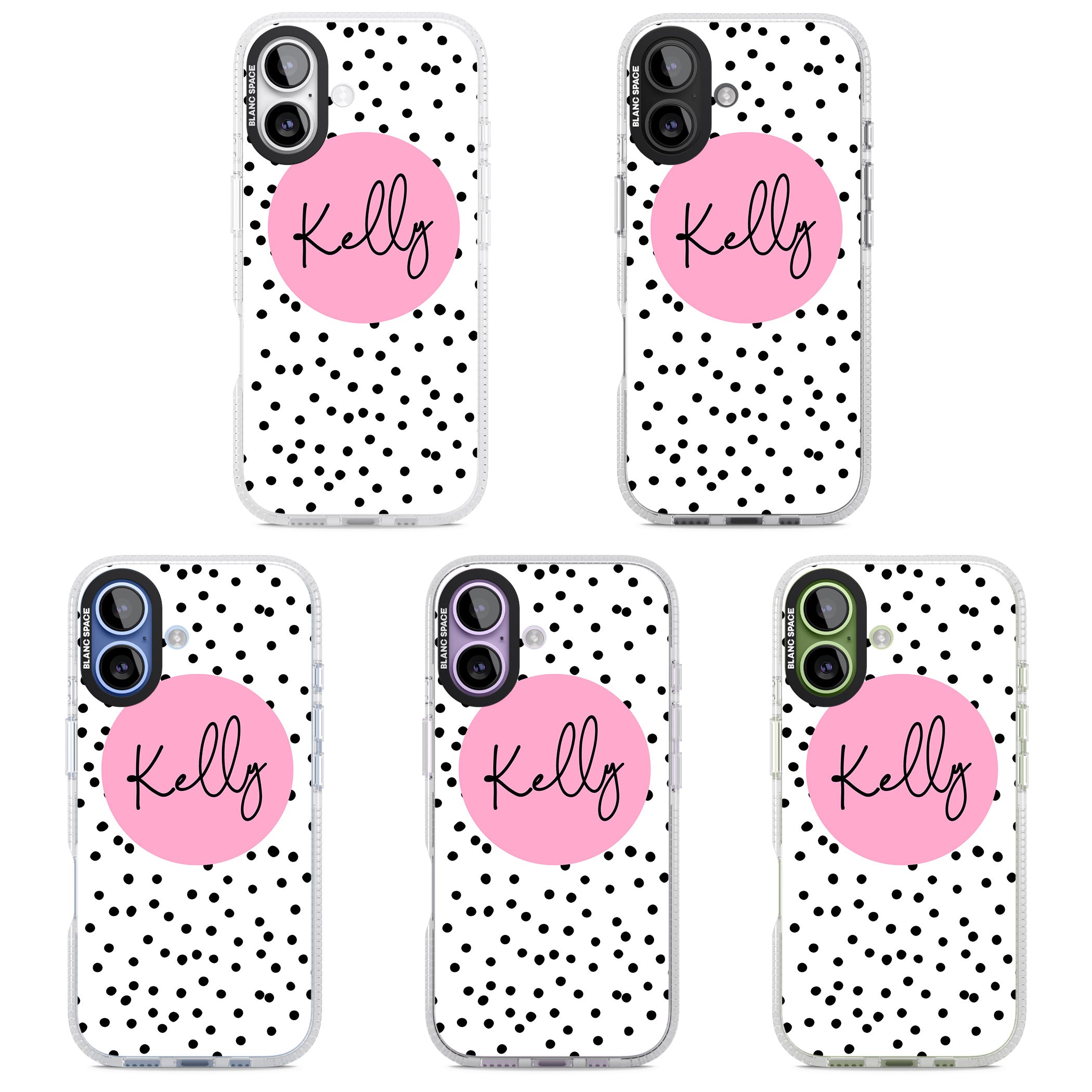 Personalised Pink Circle & Dots iPhone 17 Impact Air Clear Phone Case APT Impact Protection