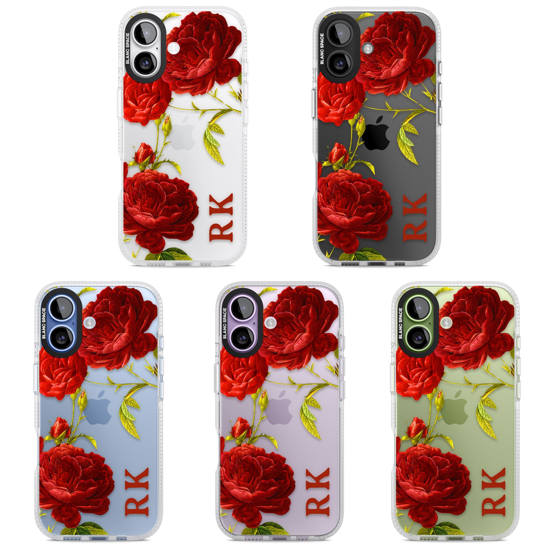 Personalised Vintage Floral Red Roses iPhone 17 Impact Air Clear Phone Case APT Impact Protection