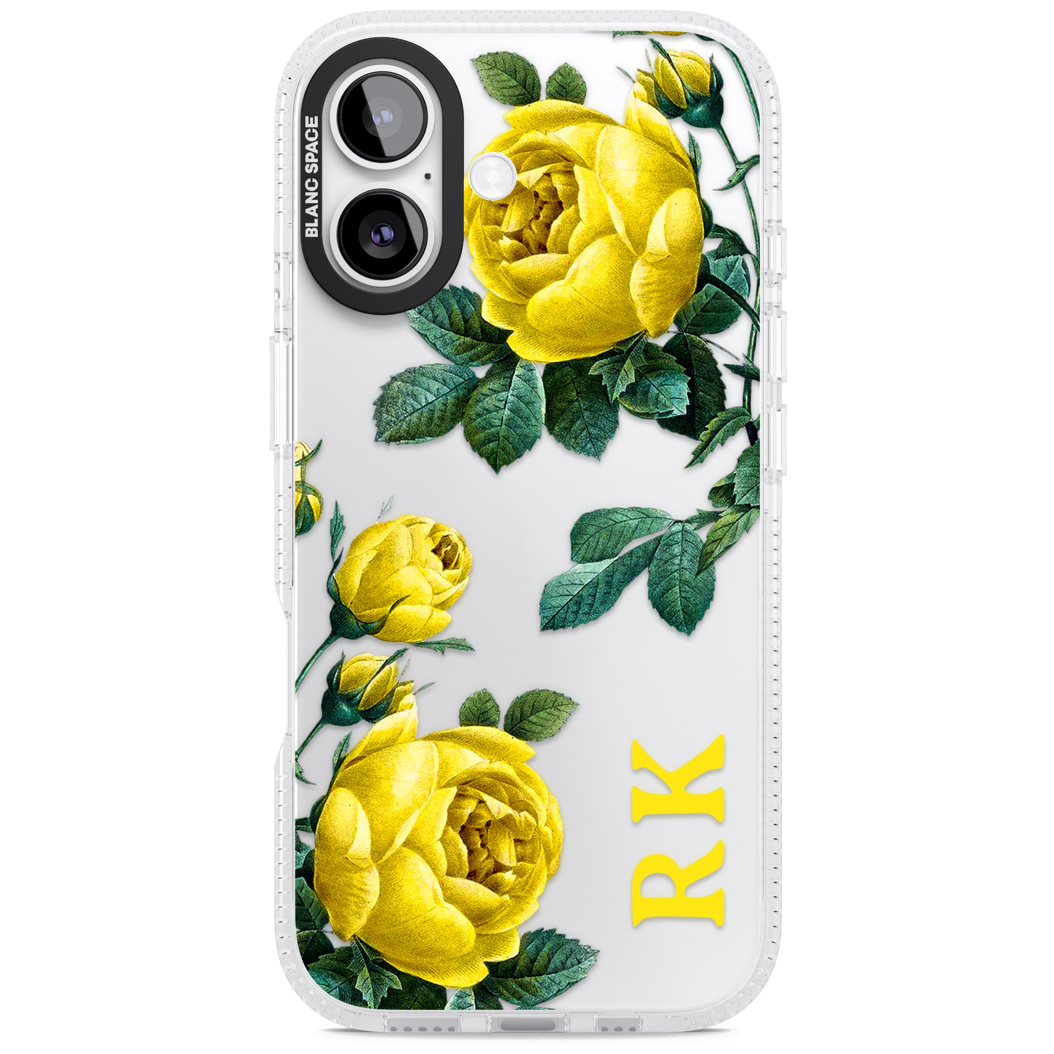 Personalised Vintage Floral Yellow Roses iPhone 17 Impact Air Clear Phone Case
