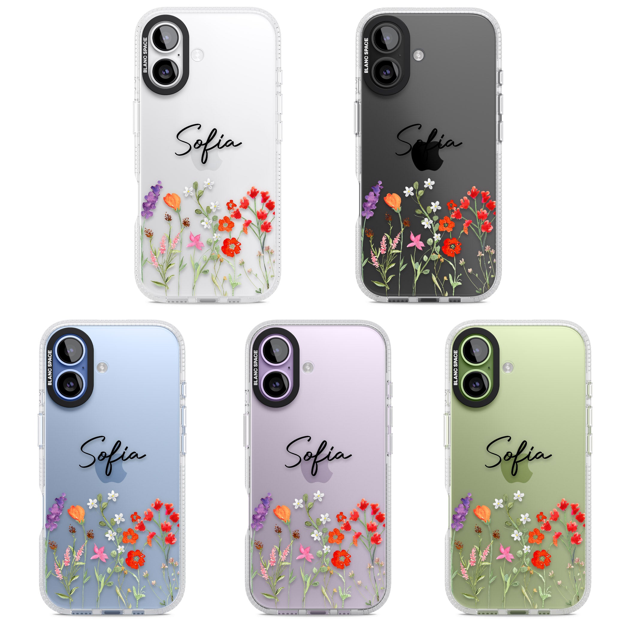 Personalised Spring Wildflowers iPhone 17 Impact Air Clear Phone Case APT Impact Protection