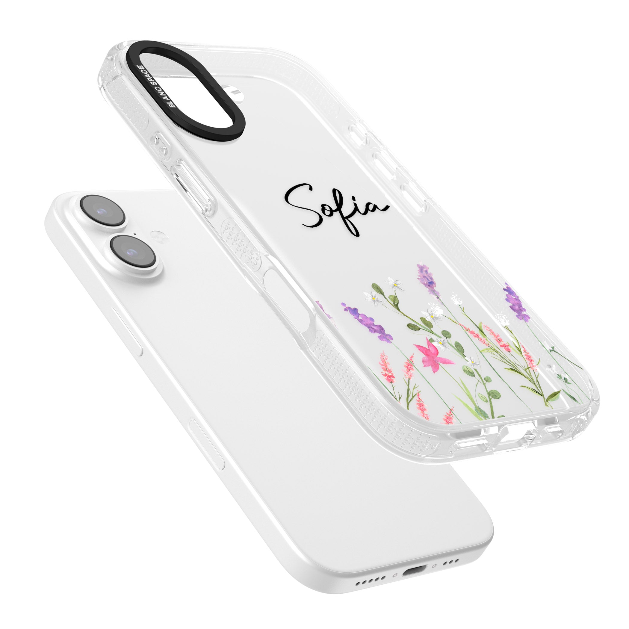 Personalised Lavender Wildflowers iPhone 17 Impact Air Clear Phone Case Colours
