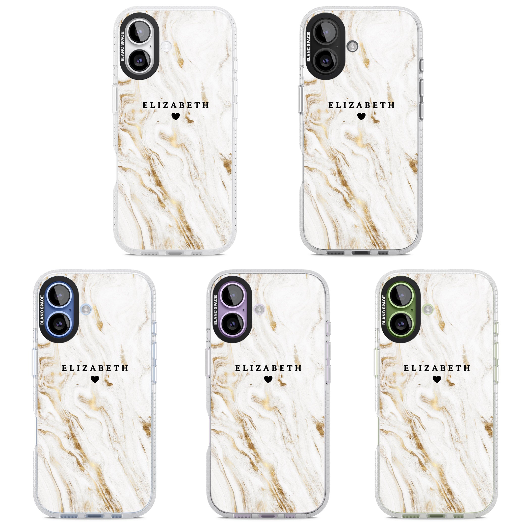 Personalised White & Gold Swirl Marble iPhone 17 Impact Air Clear Phone Case APT Impact Protection