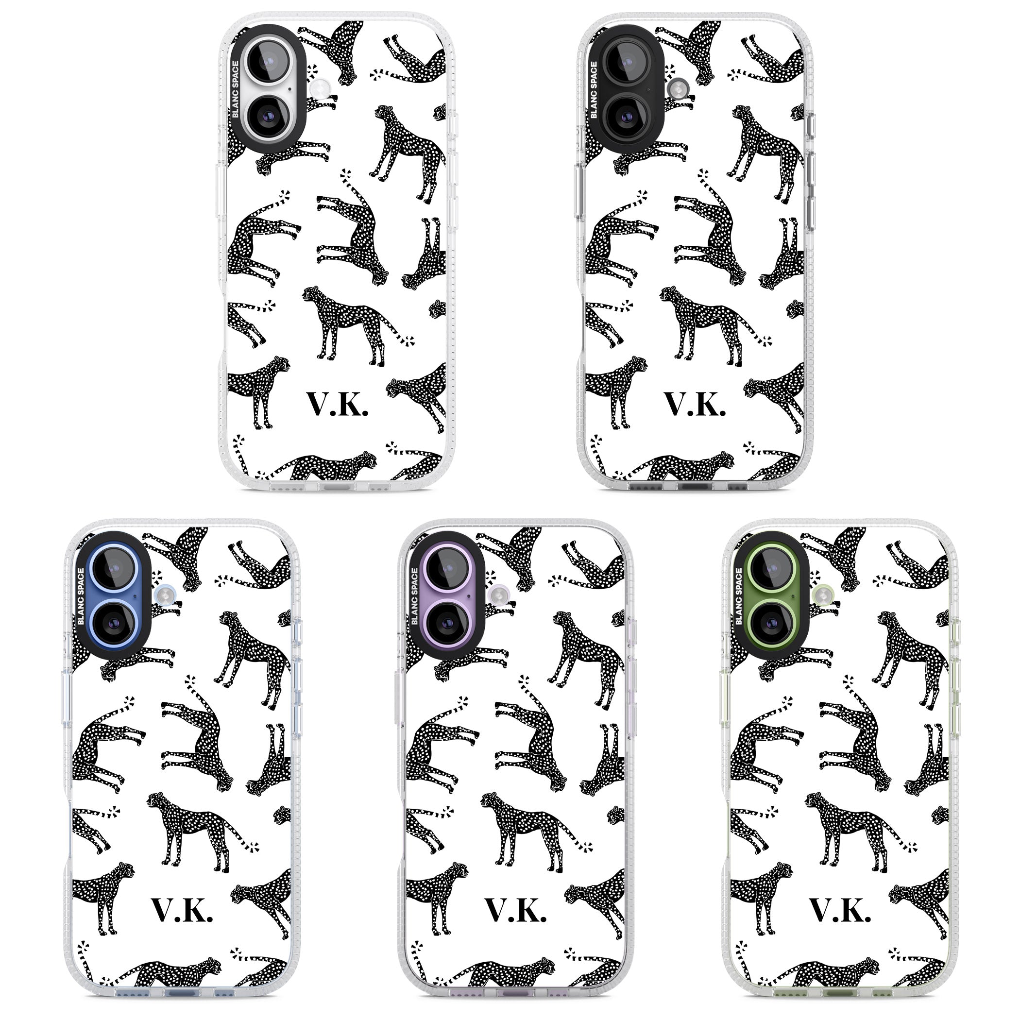 Personalised Black & White Cheetah Pattern iPhone 17 Impact Air Clear Phone Case APT Impact Protection