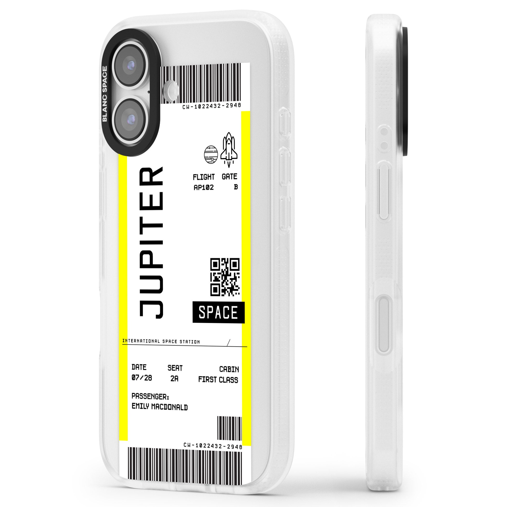 Personalised Jupiter Travel Ticket iPhone 17 Impact Air Clear Phone Case Side Profile