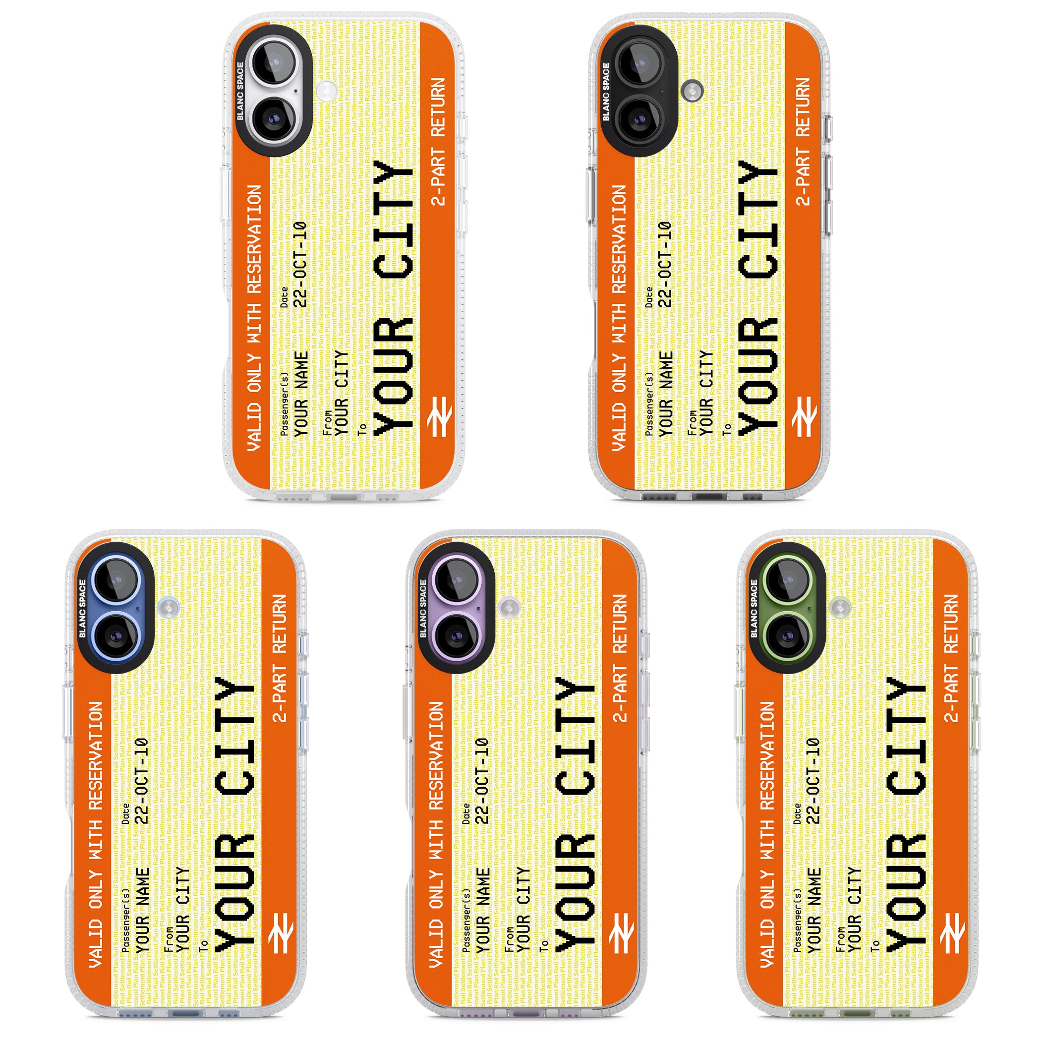 Personalised Create Your Own Train Ticket iPhone 17 Impact Air Clear Phone Case APT Impact Protection