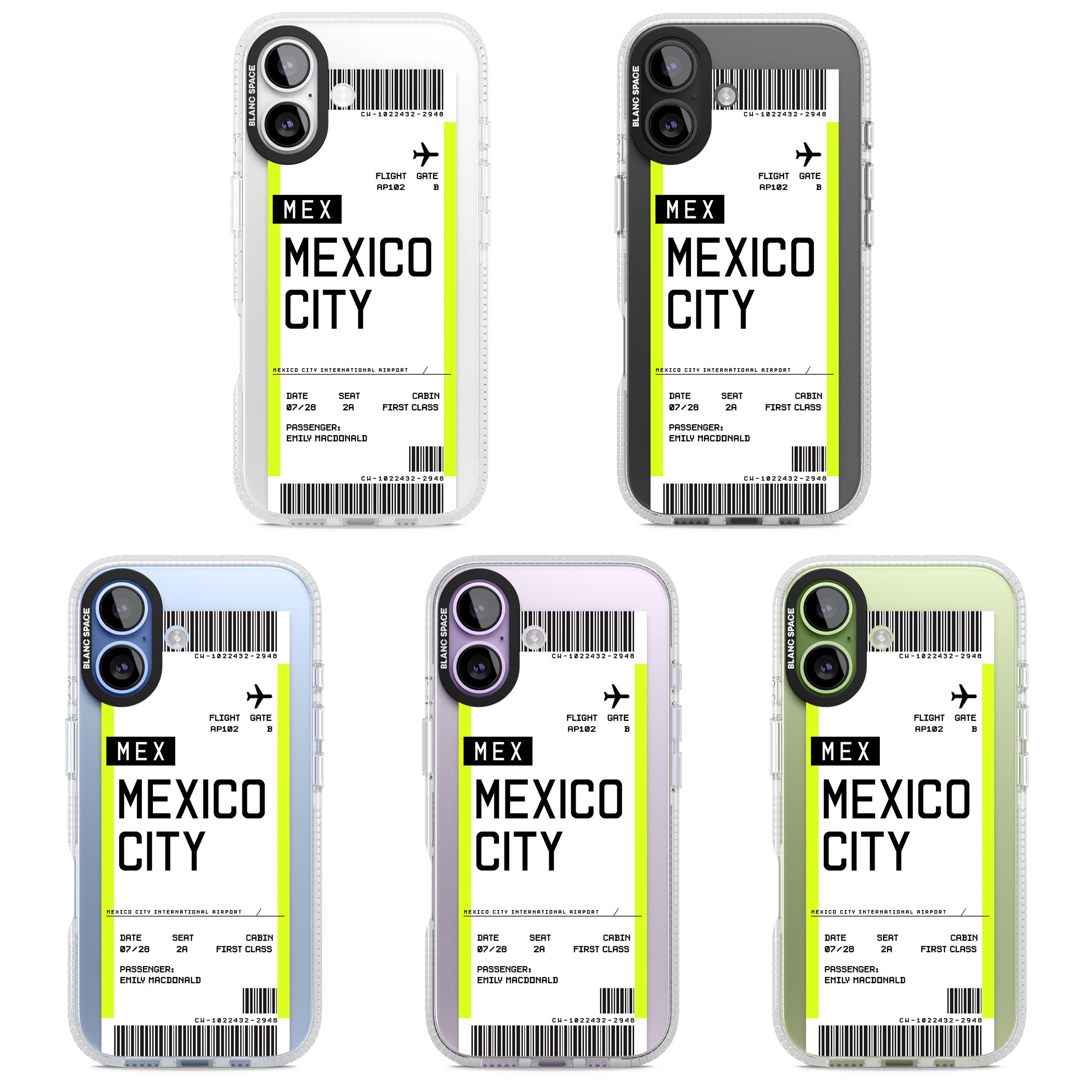 Personalised Mexico City Boarding Pass iPhone 17 Impact Air Clear Phone Case APT Impact Protection