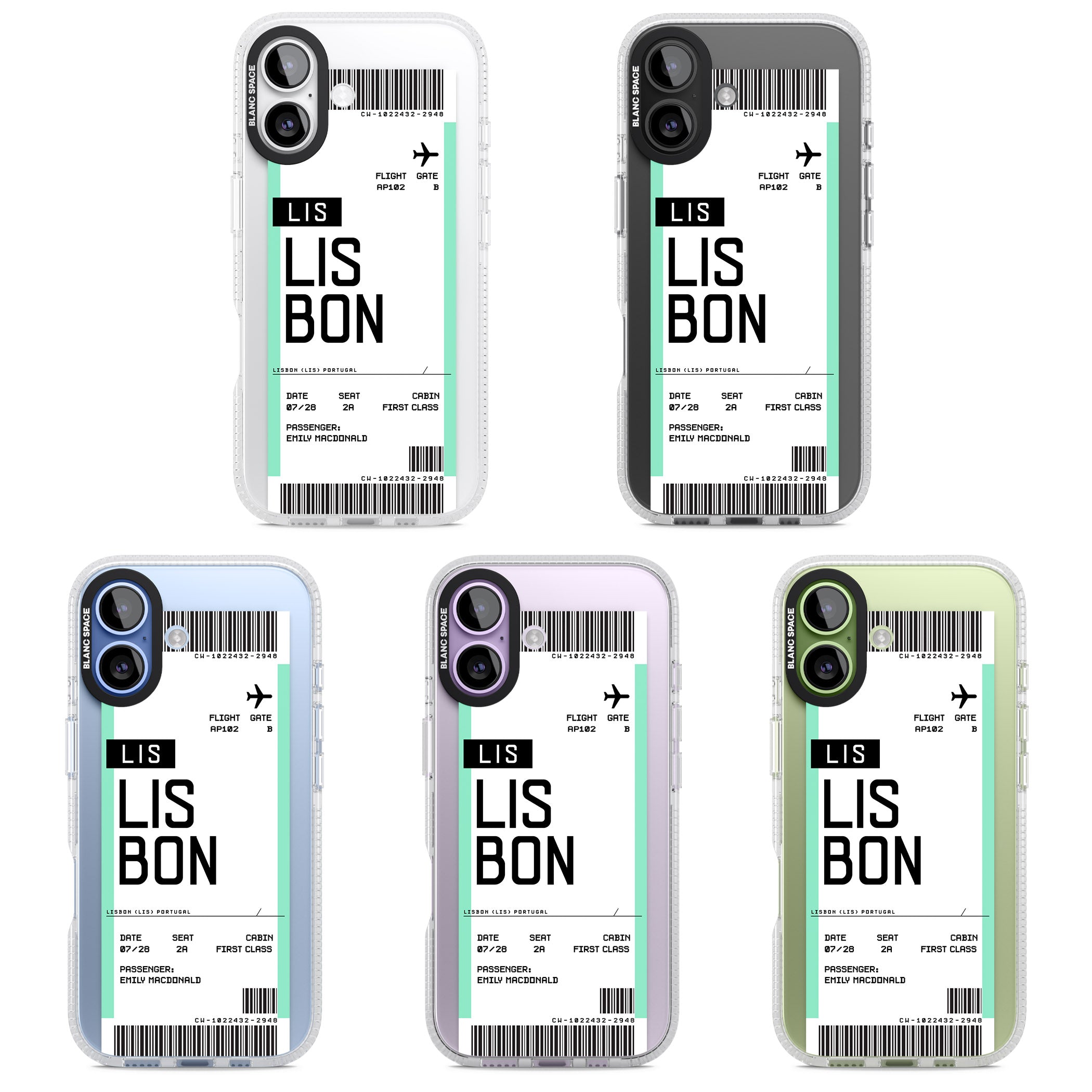 Personalised Lisbon Boarding Pass iPhone 17 Impact Air Clear Phone Case APT Impact Protection