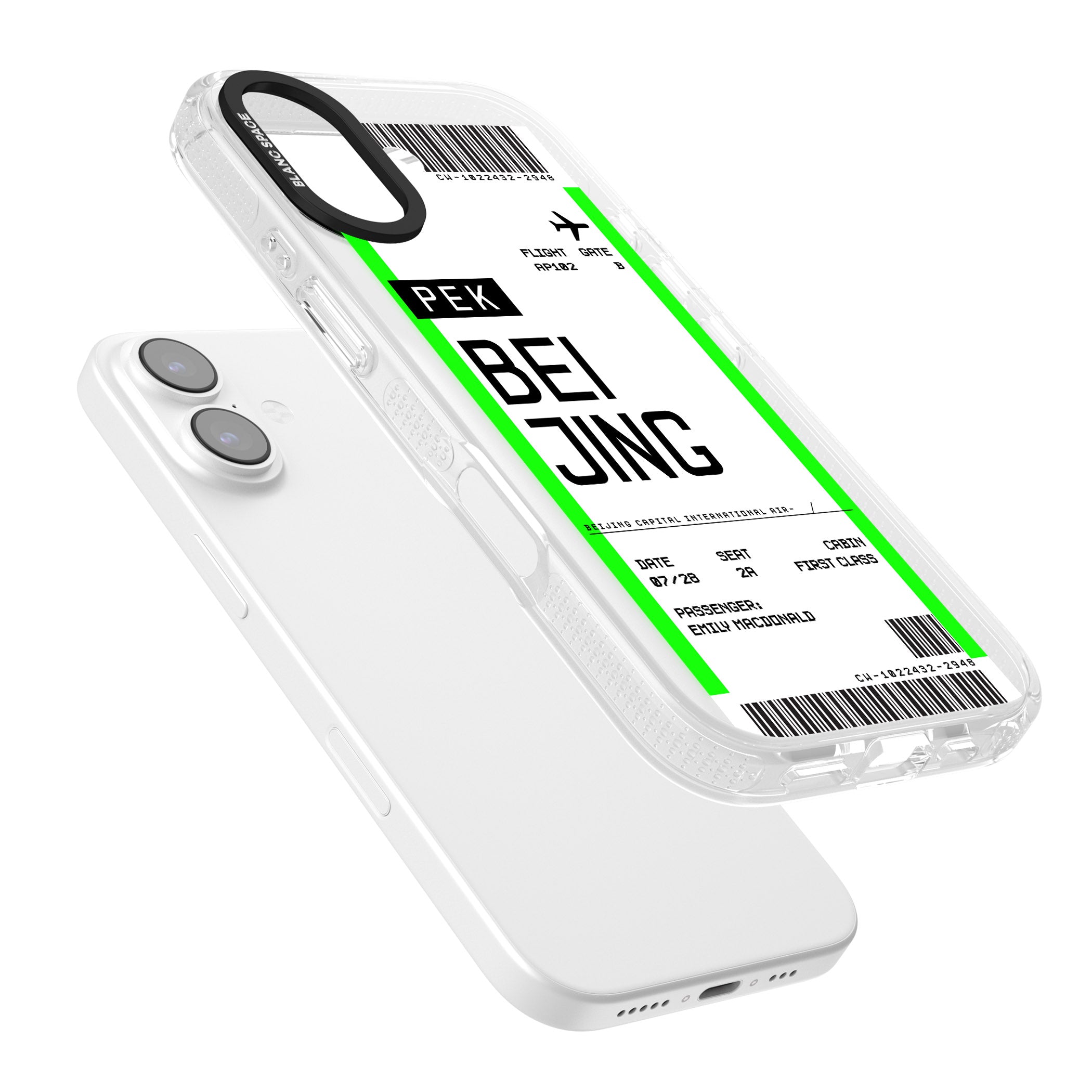 Personalised Beijing Boarding Pass iPhone 17 Impact Air Clear Phone Case Colours