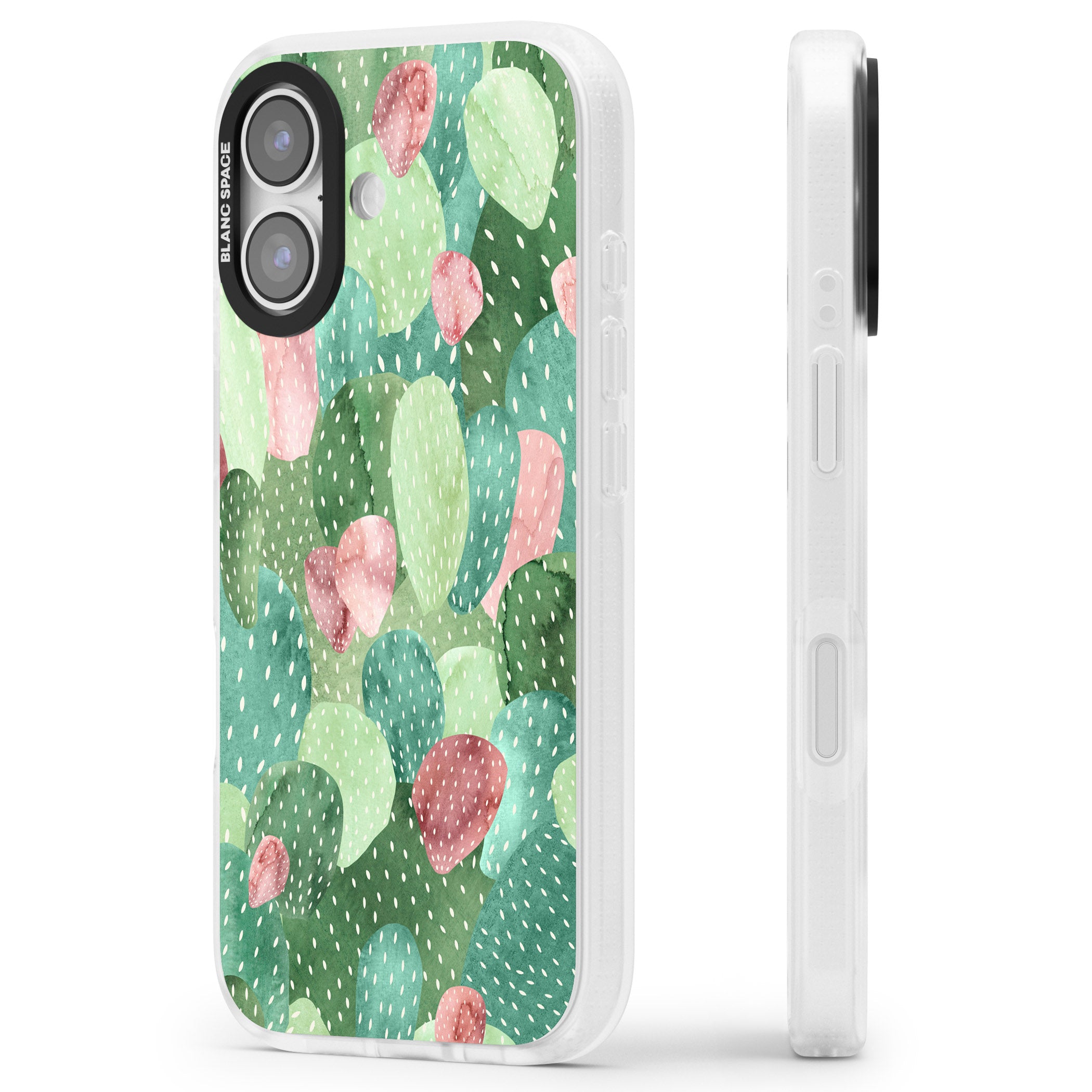 Cactus Charm iPhone 17 Impact Air Clear Phone Case Side Profile