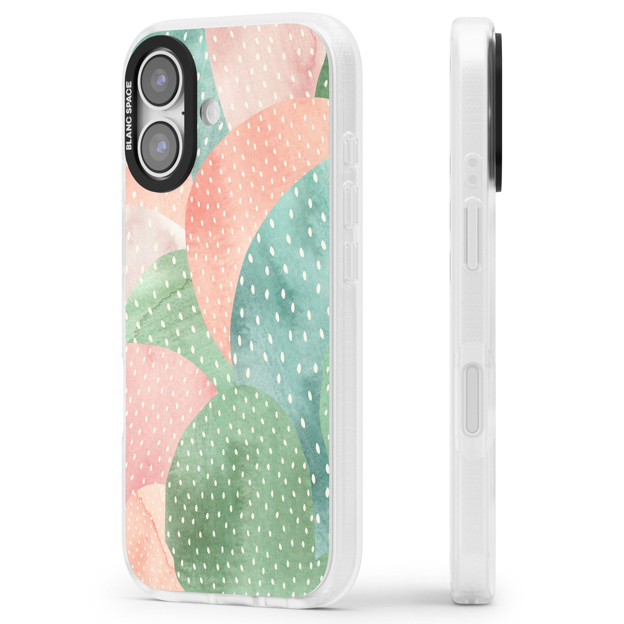 Pastel Cacti Pattern iPhone 17 Impact Air Clear Phone Case Side Profile