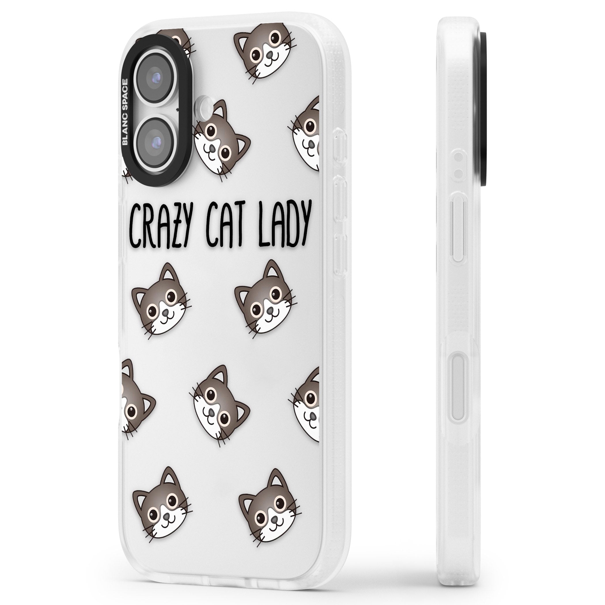 Crazy Cat Lady iPhone 17 Impact Air Clear Phone Case Side Profile