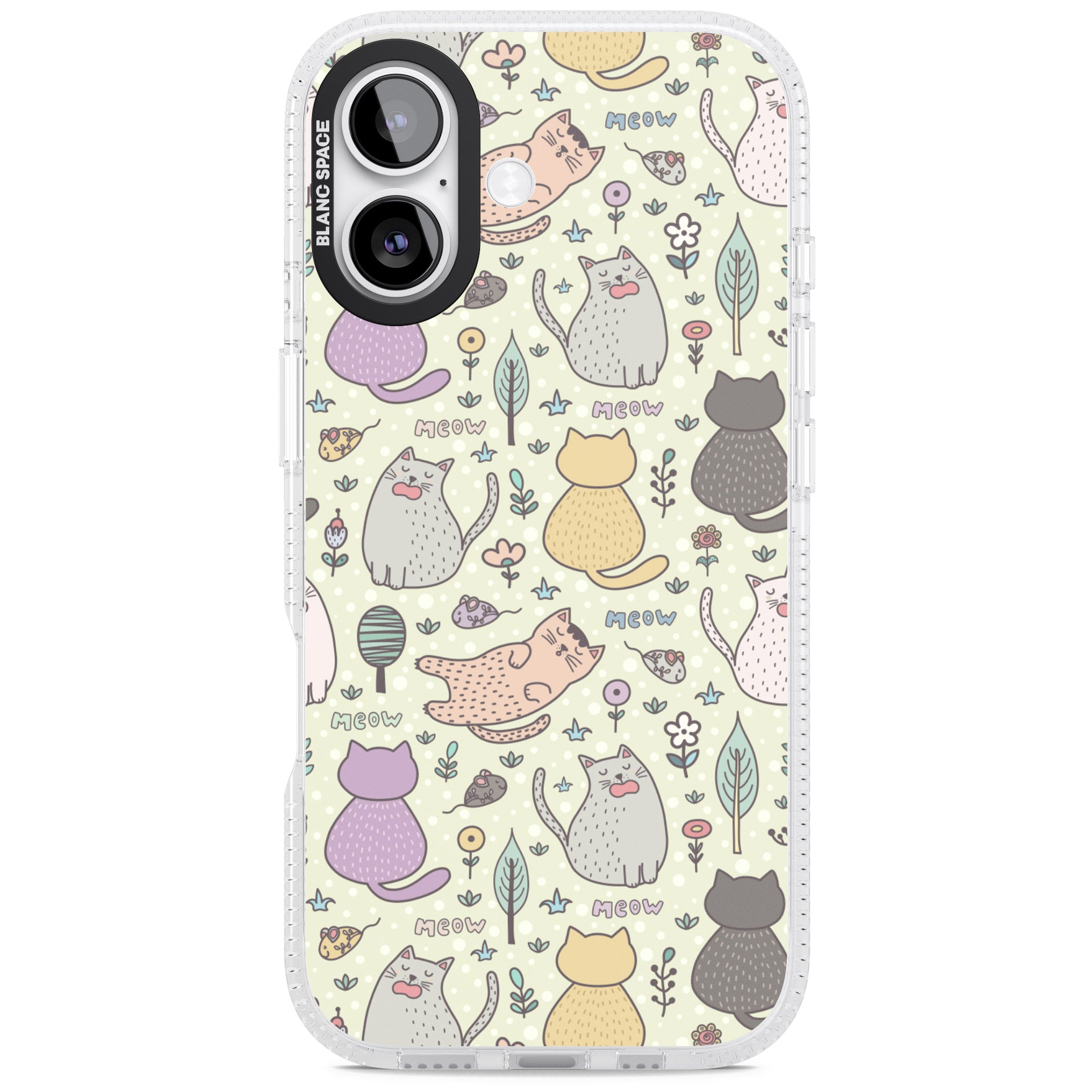 Cat Pattern Cream iPhone 17 Impact Air Clear Phone Case