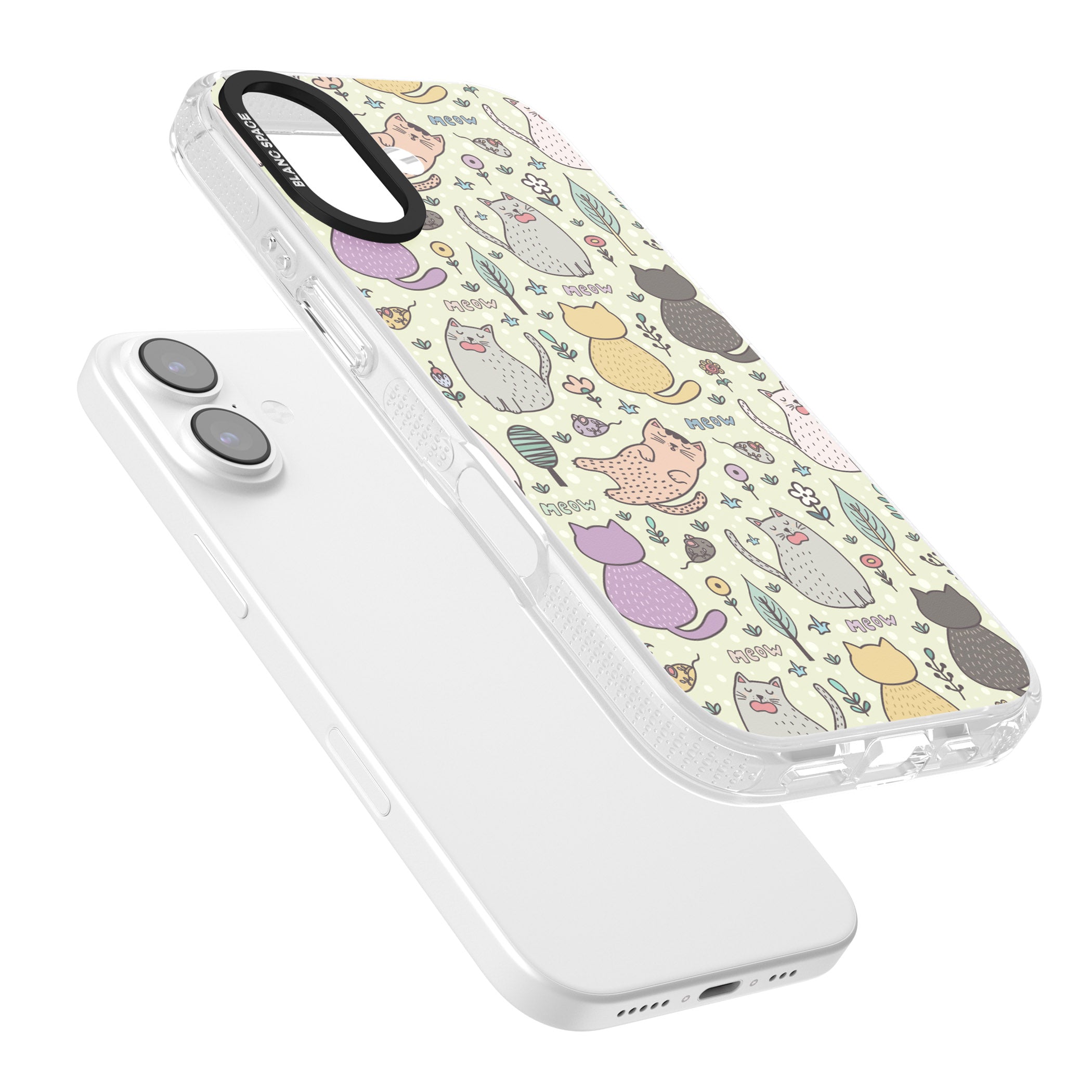 Cat Pattern Cream iPhone 17 Impact Air Clear Phone Case Colours